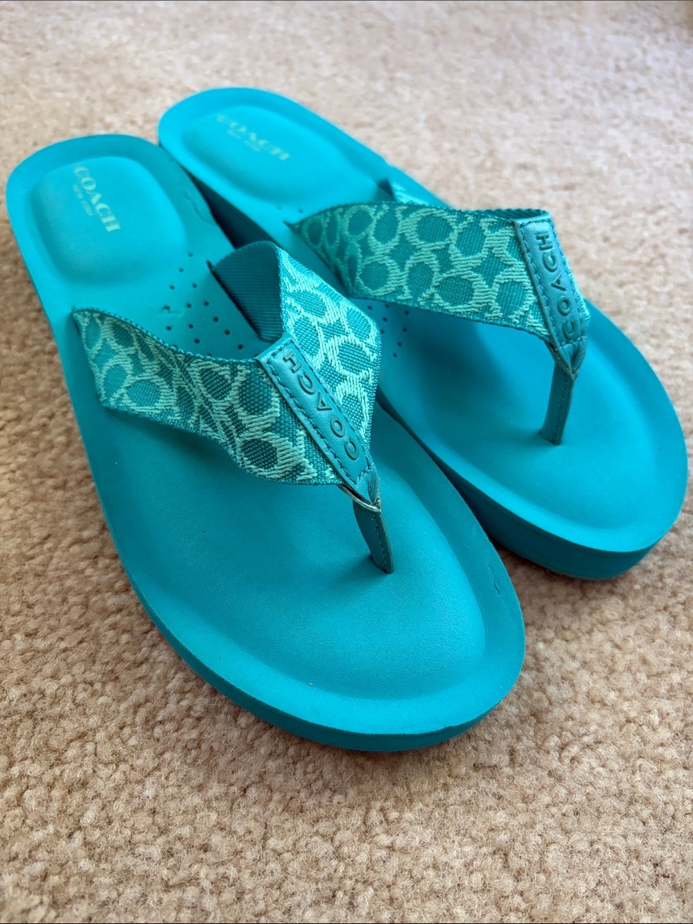 Coach Jessalyn Teal Flip Flops size 7
